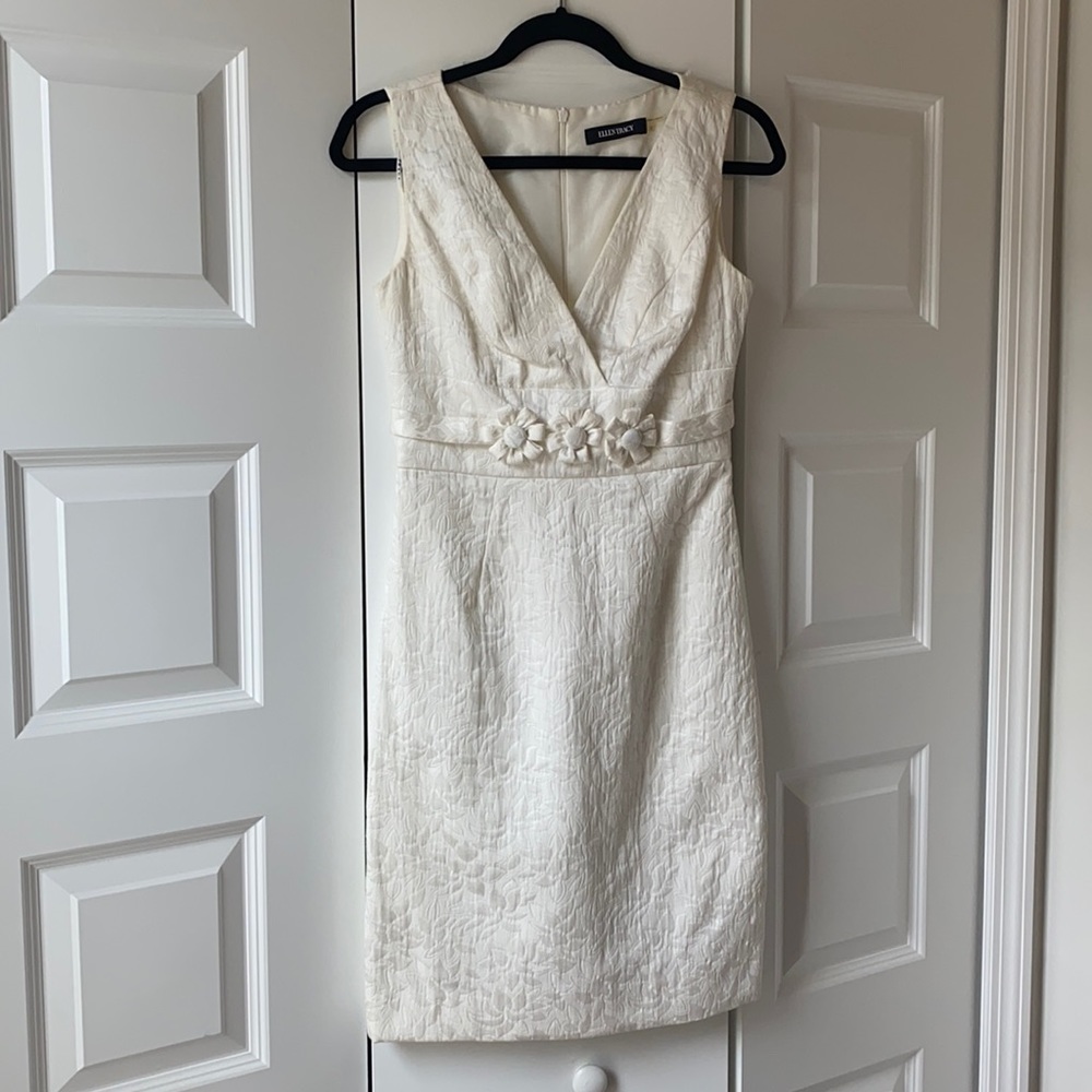 Ellen Tracy, white flower dress.